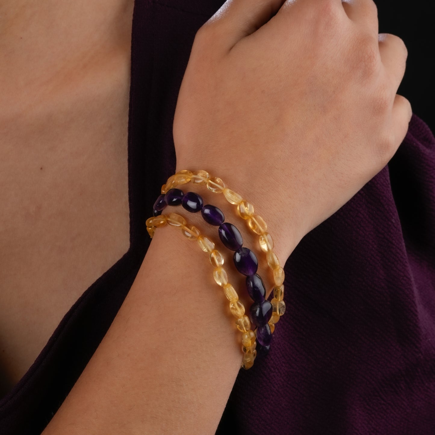 Citrine And Amethyst Bracelet