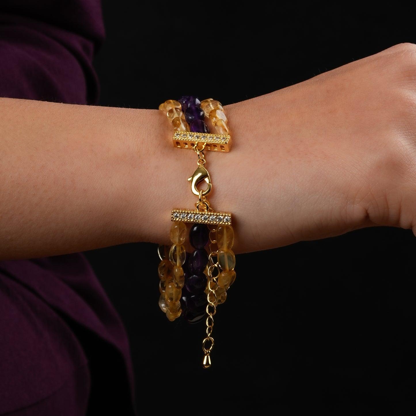 Citrine And Amethyst Bracelet