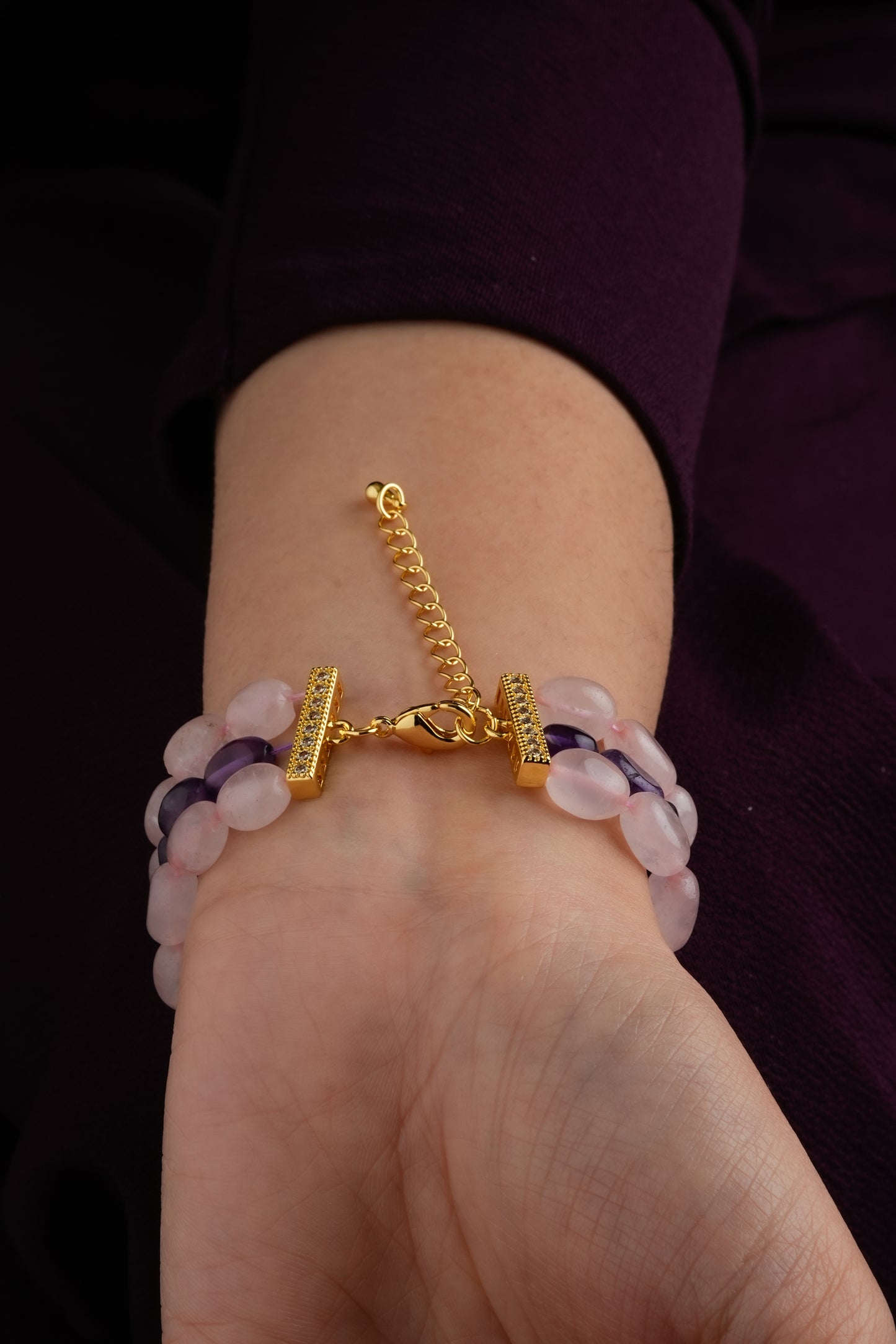 Rose Quartz And Amethyst Healing Bracelet