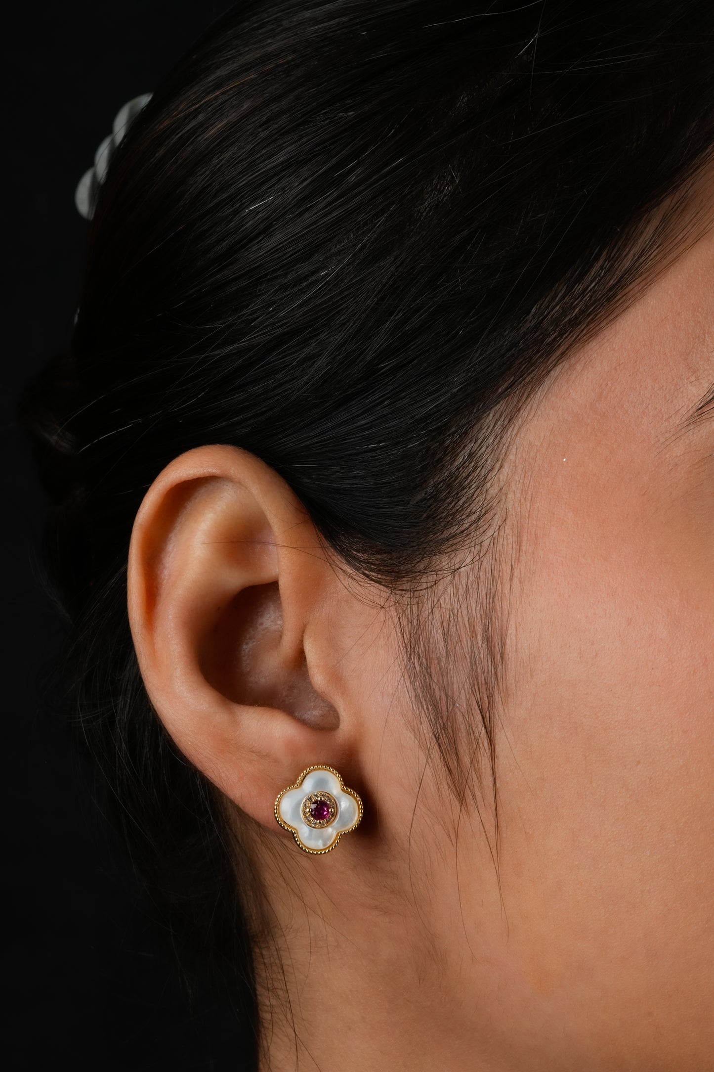 Ruby And Mother Of Pearl Studs