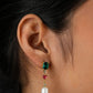 Emerald Ruby Pearl Earrings