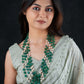 Emerald Green Pearls Multilayered Necklace