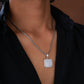 Moonstone Square Silver Pendant