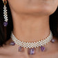 Freshwater Pearl And Amethyst Chatai Necklace Set