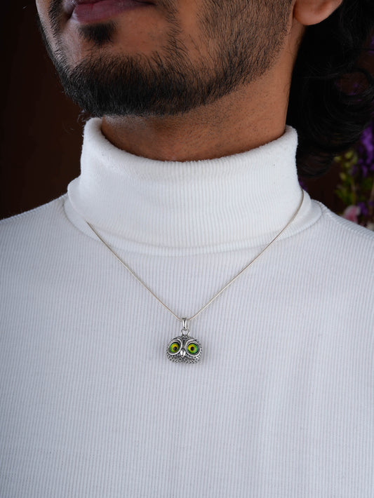 Happy Owl Silver Pendant