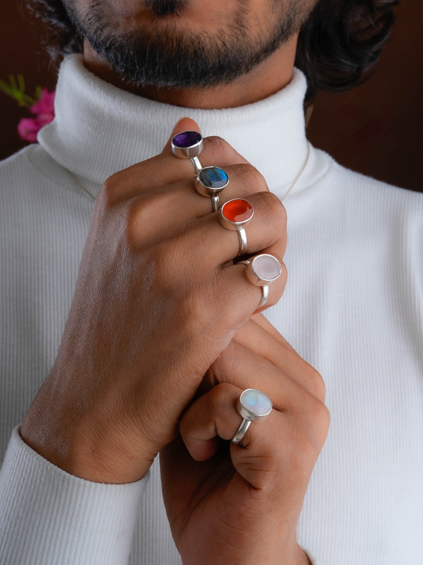 Carnelian Silver Adjustable Ring
