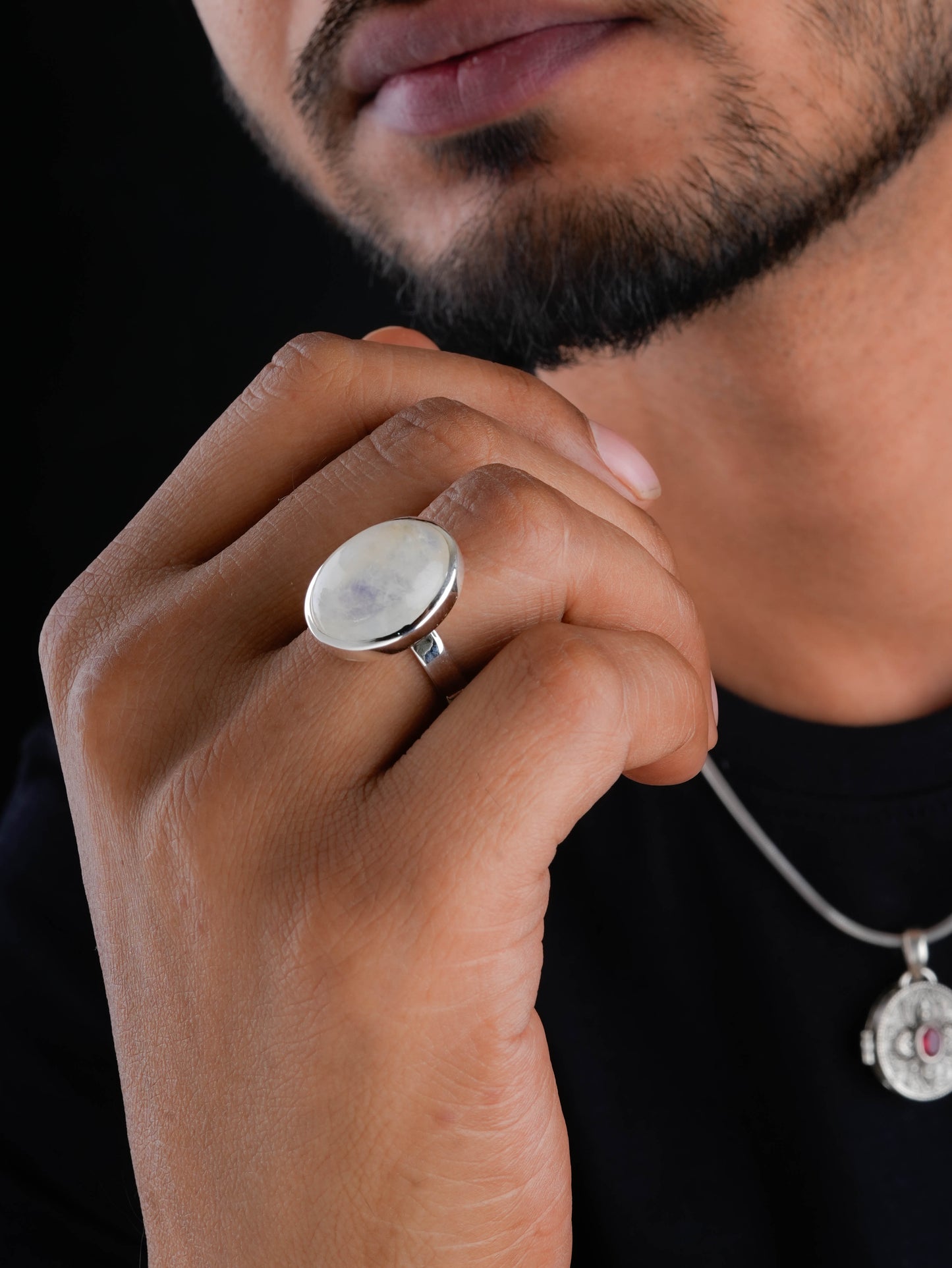 Oval Moonstone Silver Ring