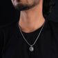 Garnet Studded Silver Taweez Pendant
