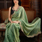 Totapari Pistachio Green Sequinned Saree