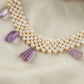 Freshwater Pearl And Amethyst Chatai Necklace Set