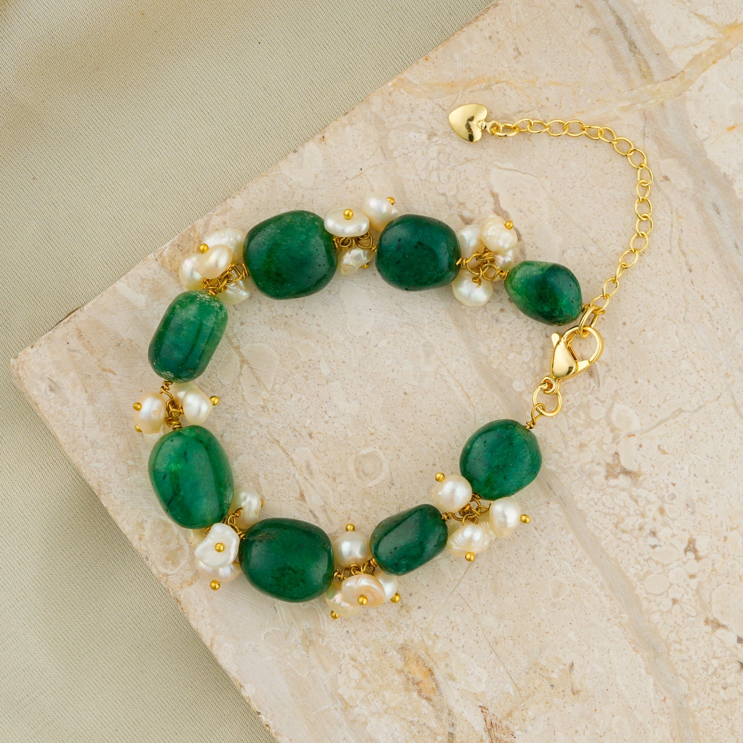 Emerald Green Pearl Bunch Bracelet