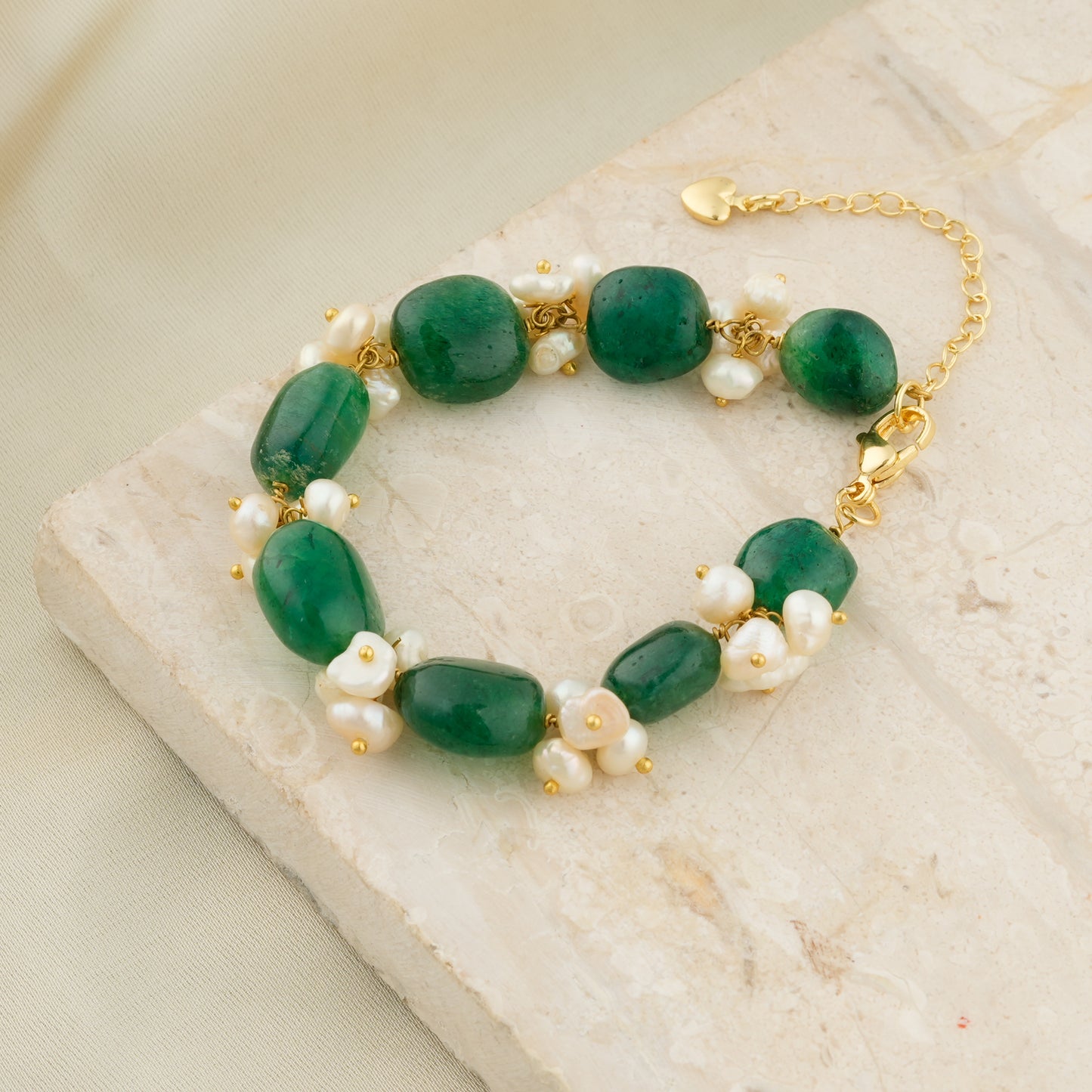 Emerald Green Pearl Bunch Bracelet