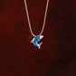 Opal Blue Silver Dolphin Pendant