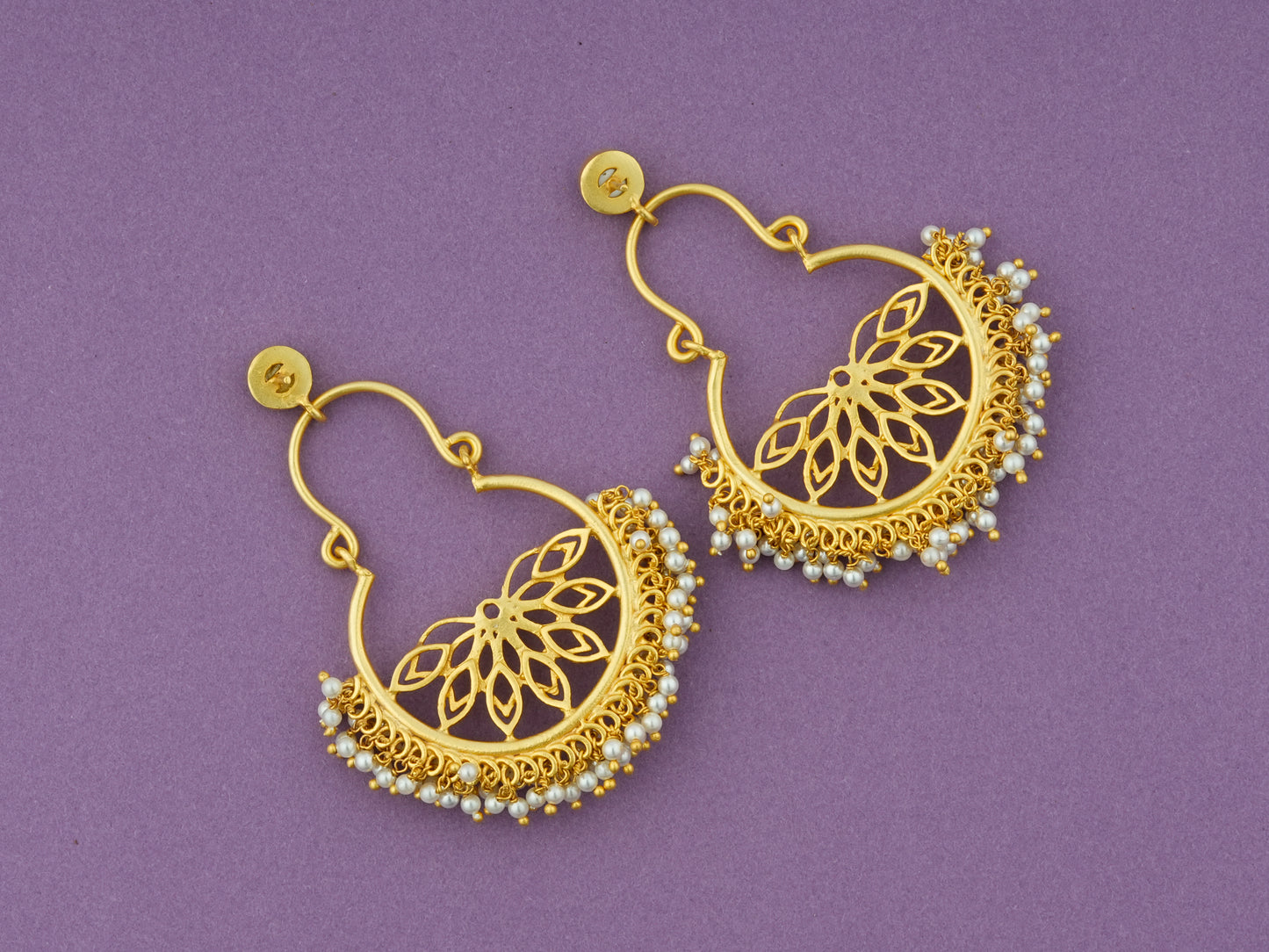 Lotus Mist Chaand Bali Earrings