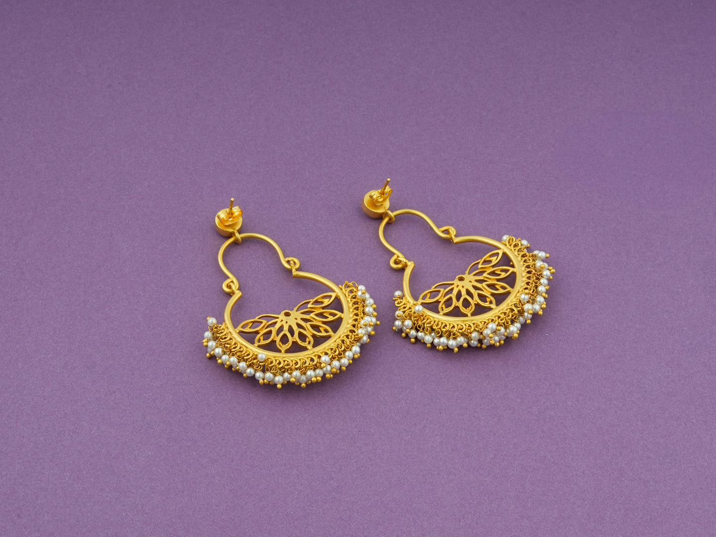 Lotus Mist Chaand Bali Earrings