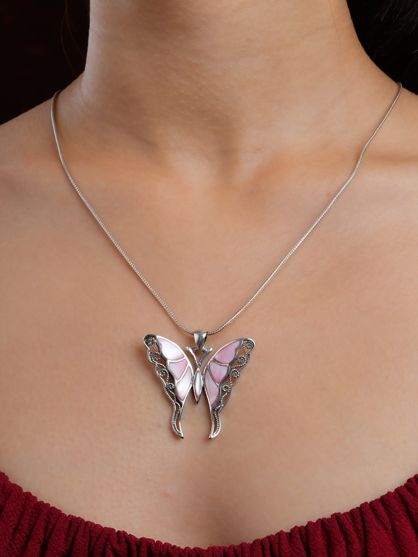 Pinky Butterfly Silver Pendant