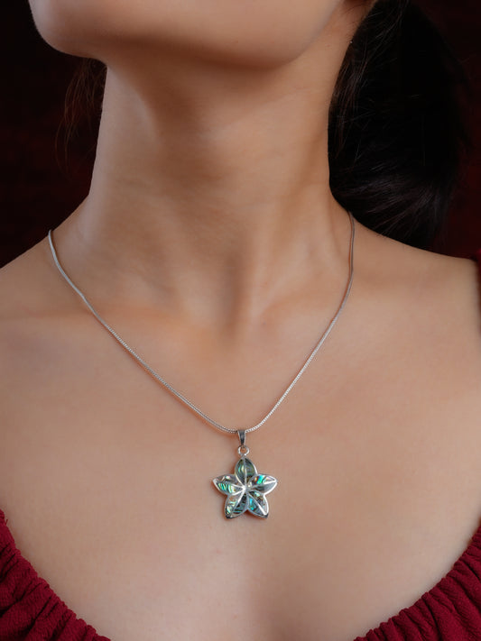 The Abalone Silver Flower Pendant