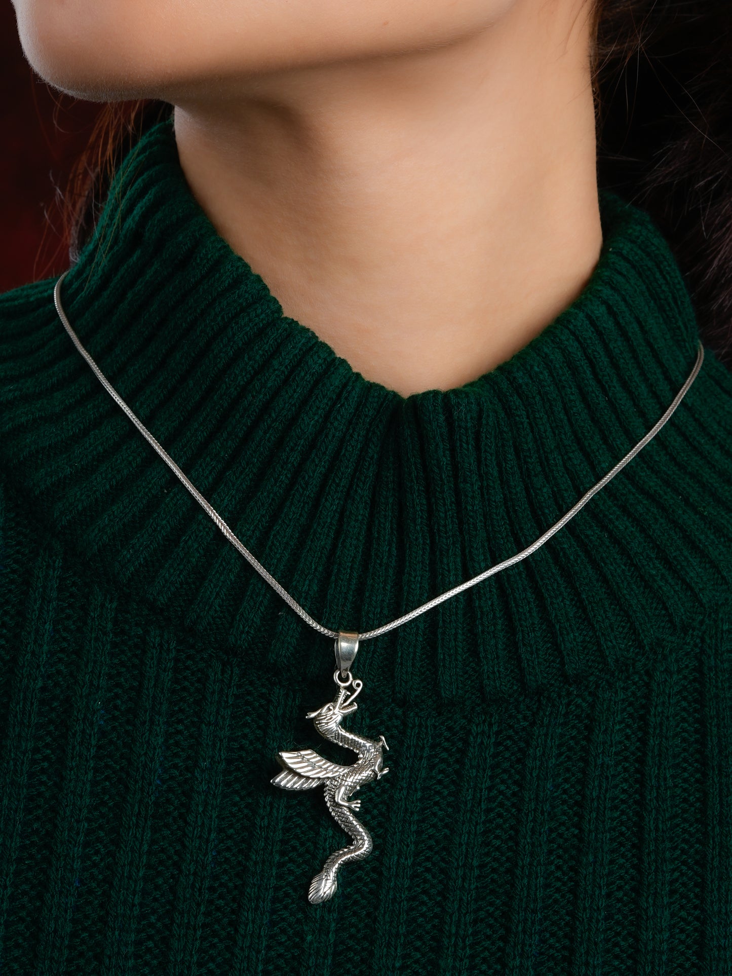 The Winged Dragon Silver Pendant