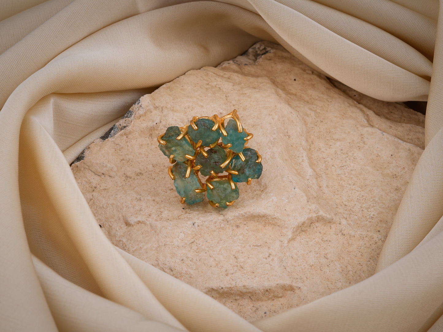 Green Amethyst Flower Ring