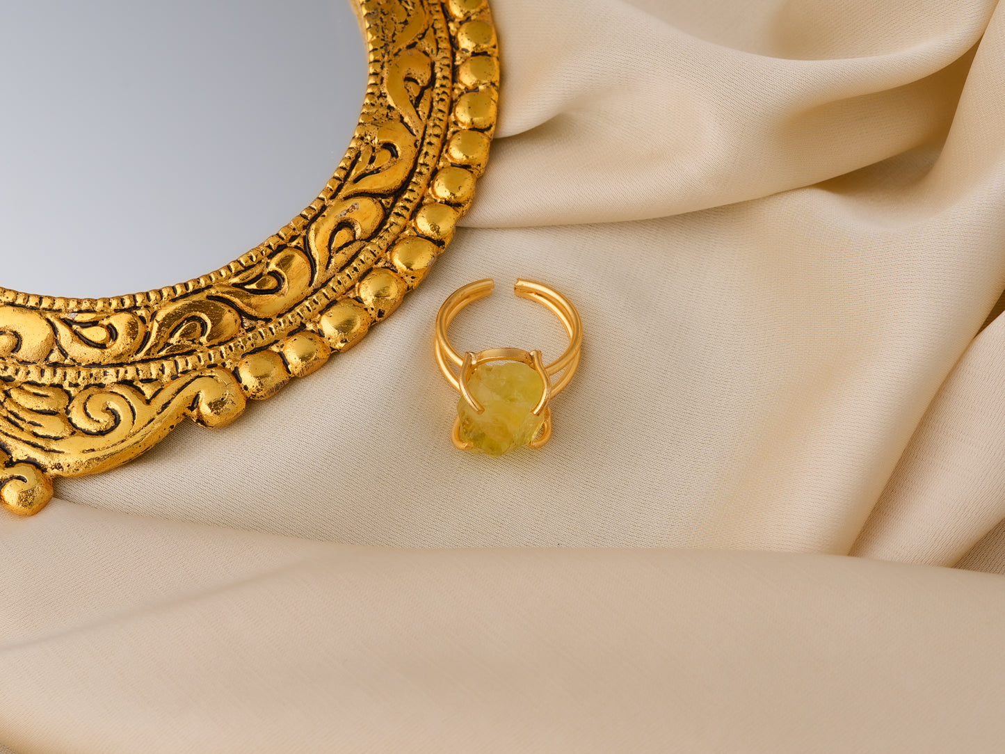 Uncut Yellow Topaz Ring