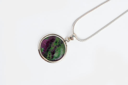 Ruby Zoisite Silver Pendant