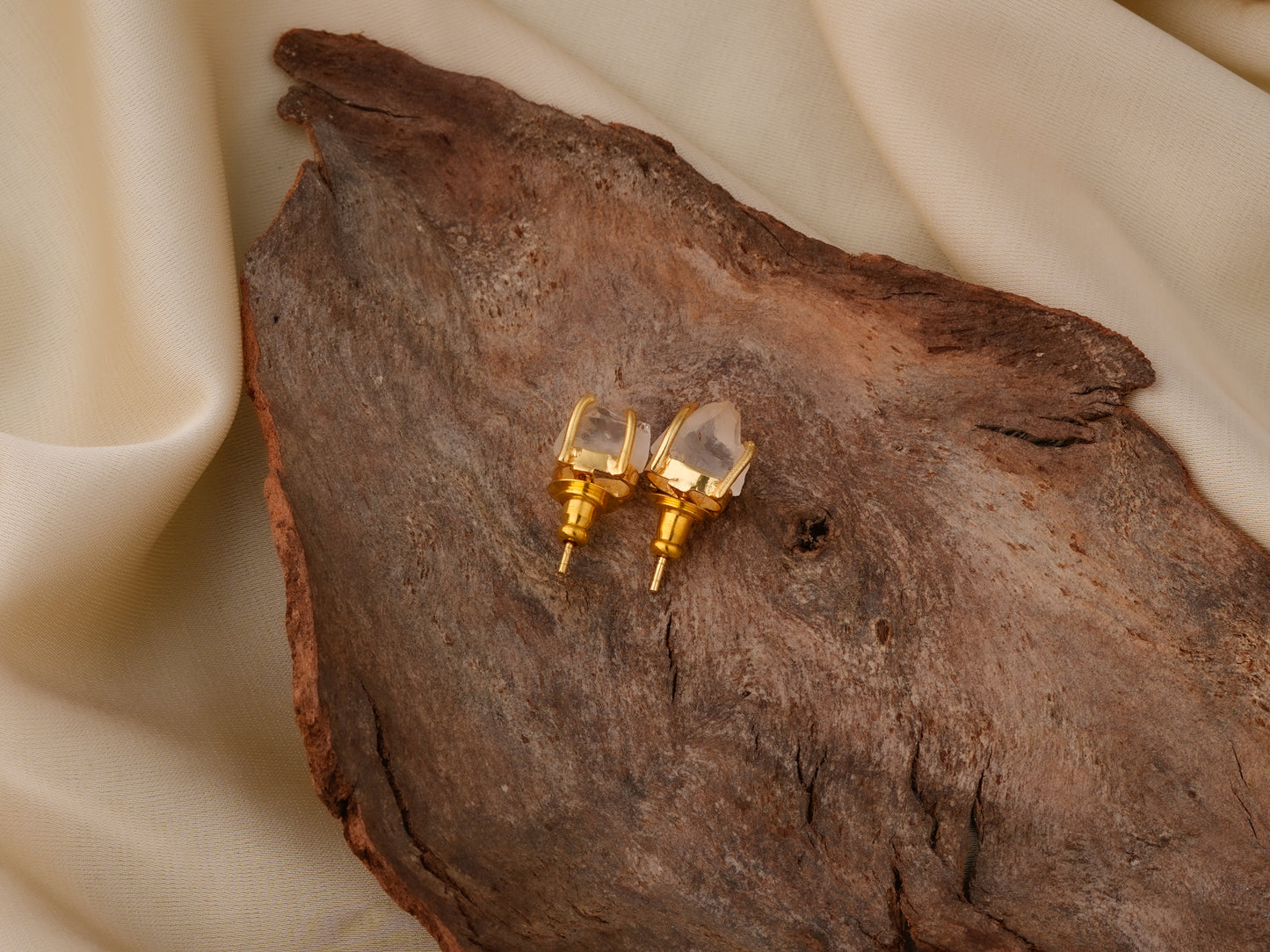 Uncut Quartz Studs