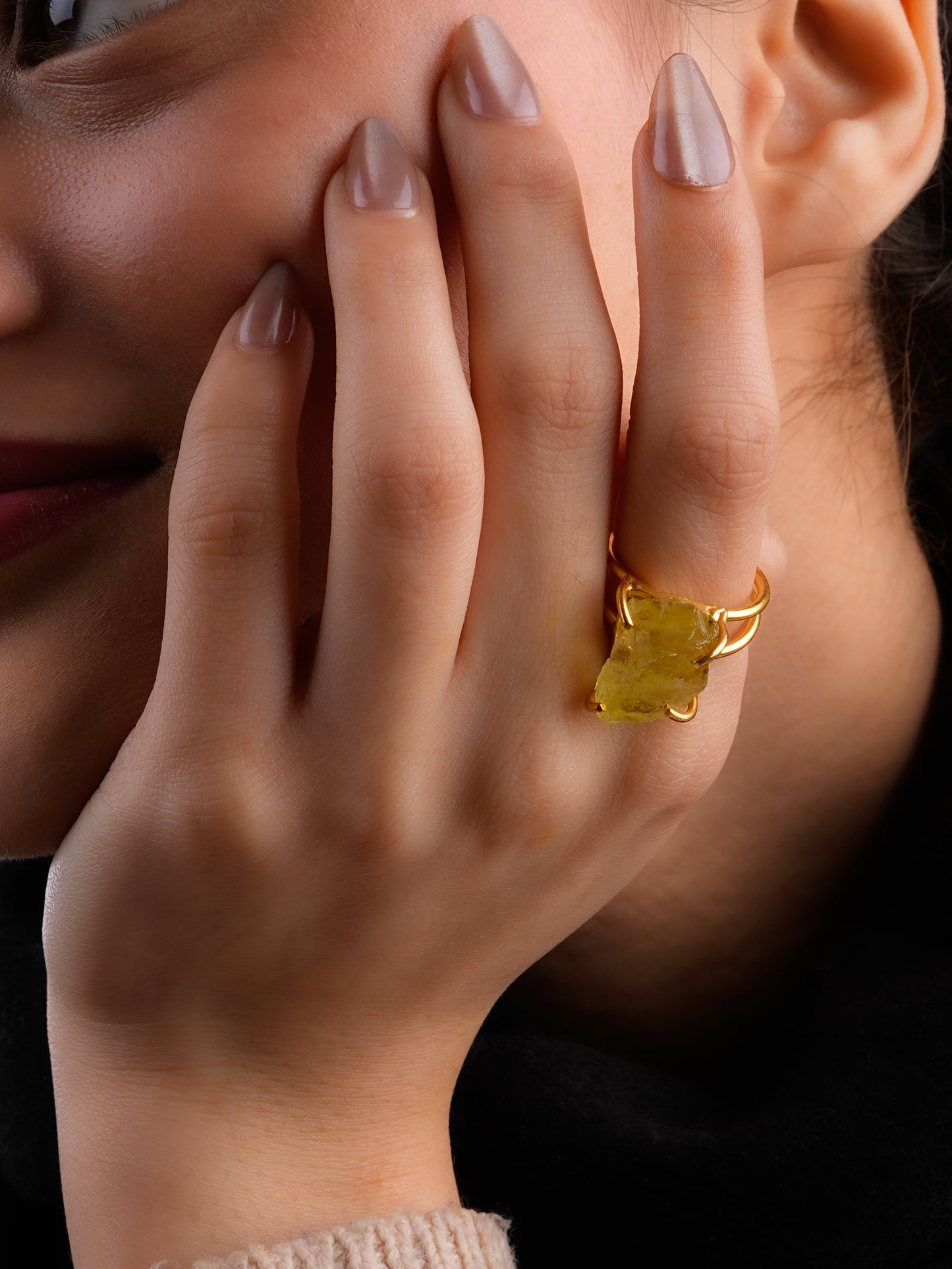 Uncut Yellow Topaz Ring