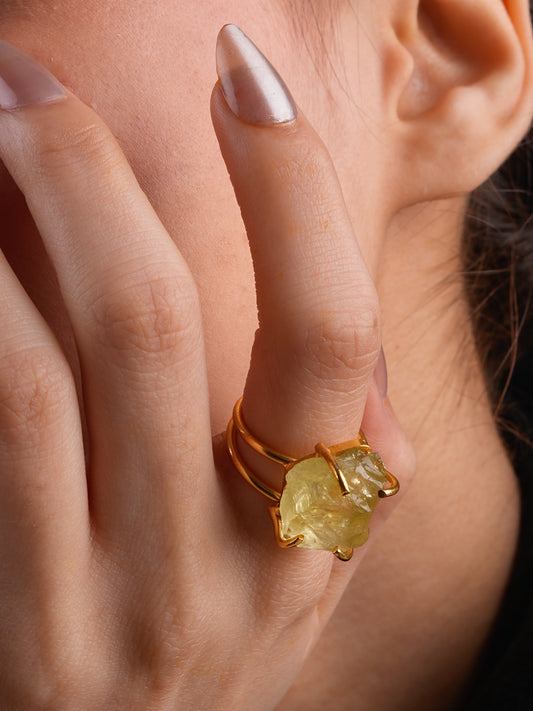 Uncut Yellow Topaz Ring