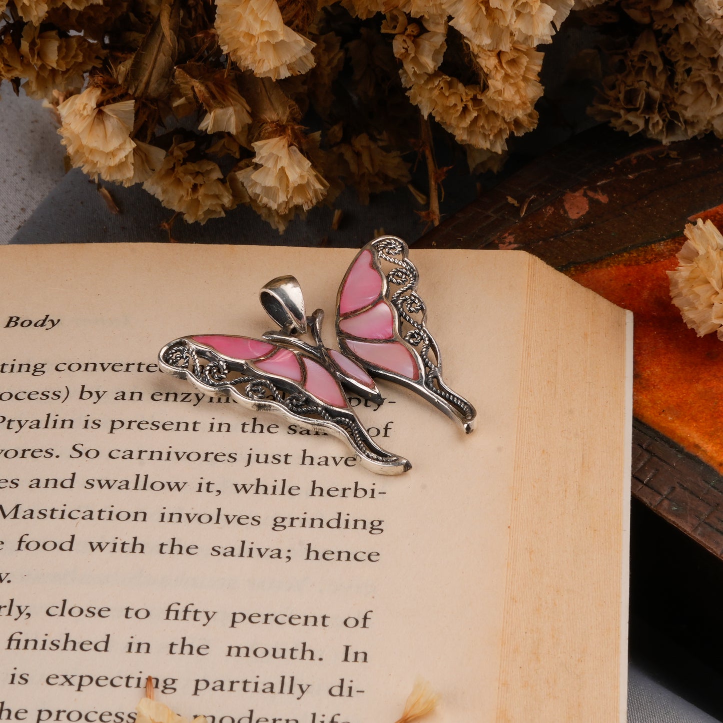 Pinky Butterfly Silver Pendant