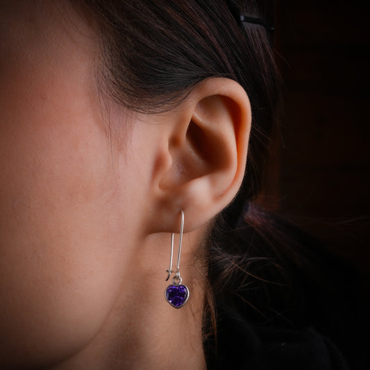 Amethyst Heart Drop Danglers