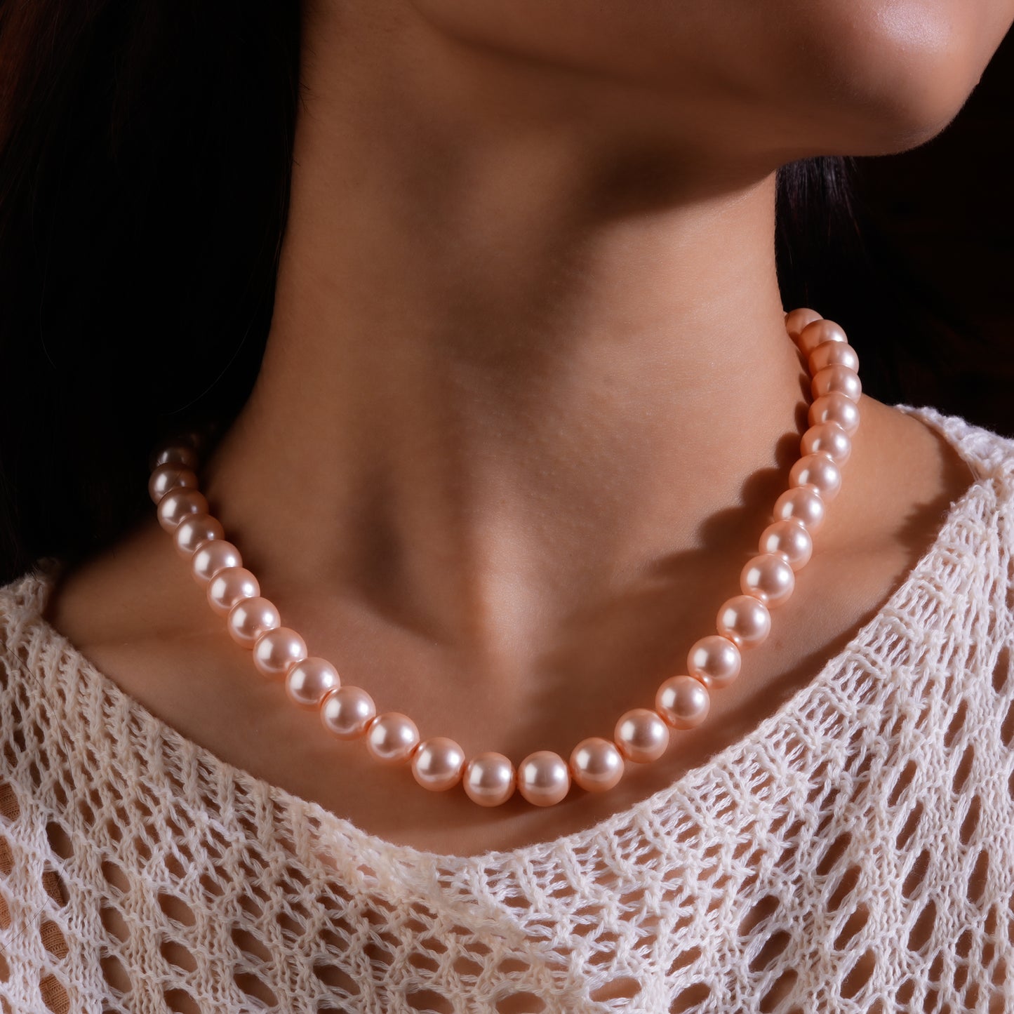 Peaches And Pink Pearl Necklace Set