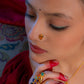 Nav Ratna Gold Plated Silver Nose Pin