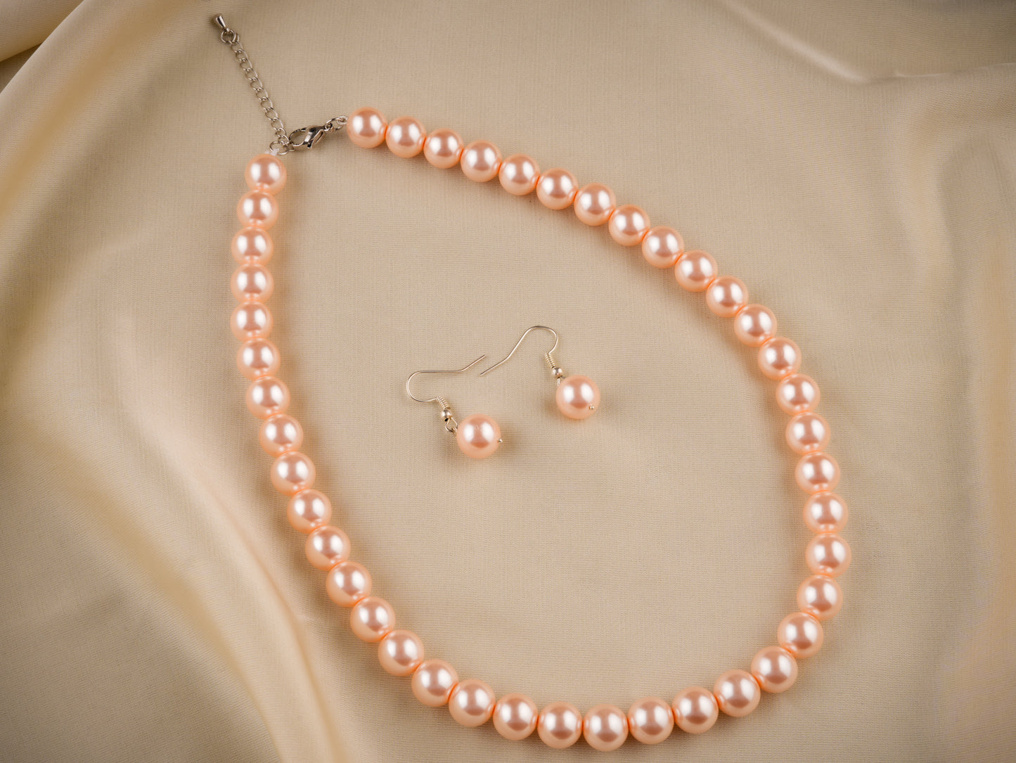 Peaches And Pink Pearl Necklace Set