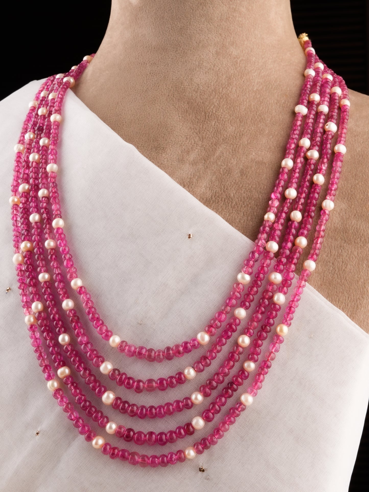 Ruby Red And Pearls Necklace