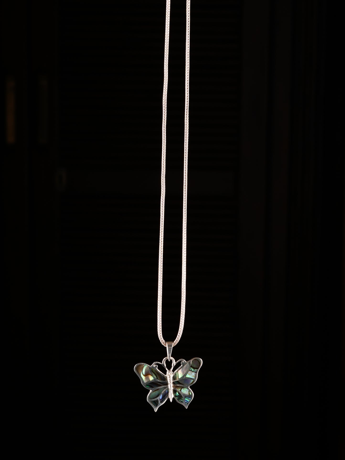 Blue Winged Abalone Silver Pendant