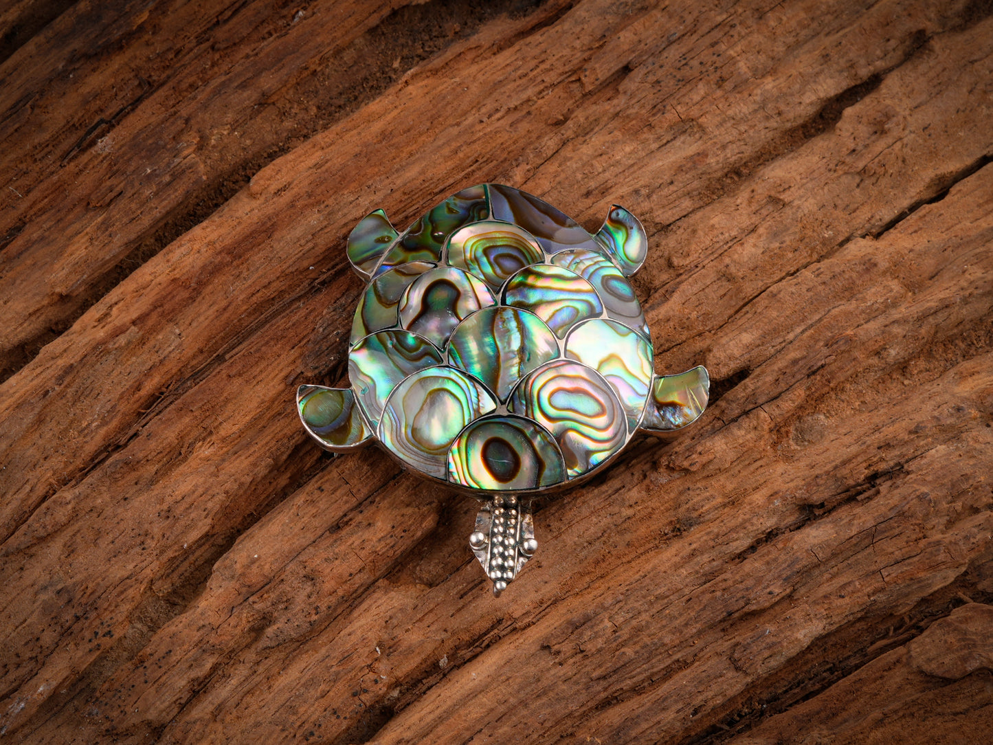 Abalone Scales Turtle Silver Pendant Cum Brooch