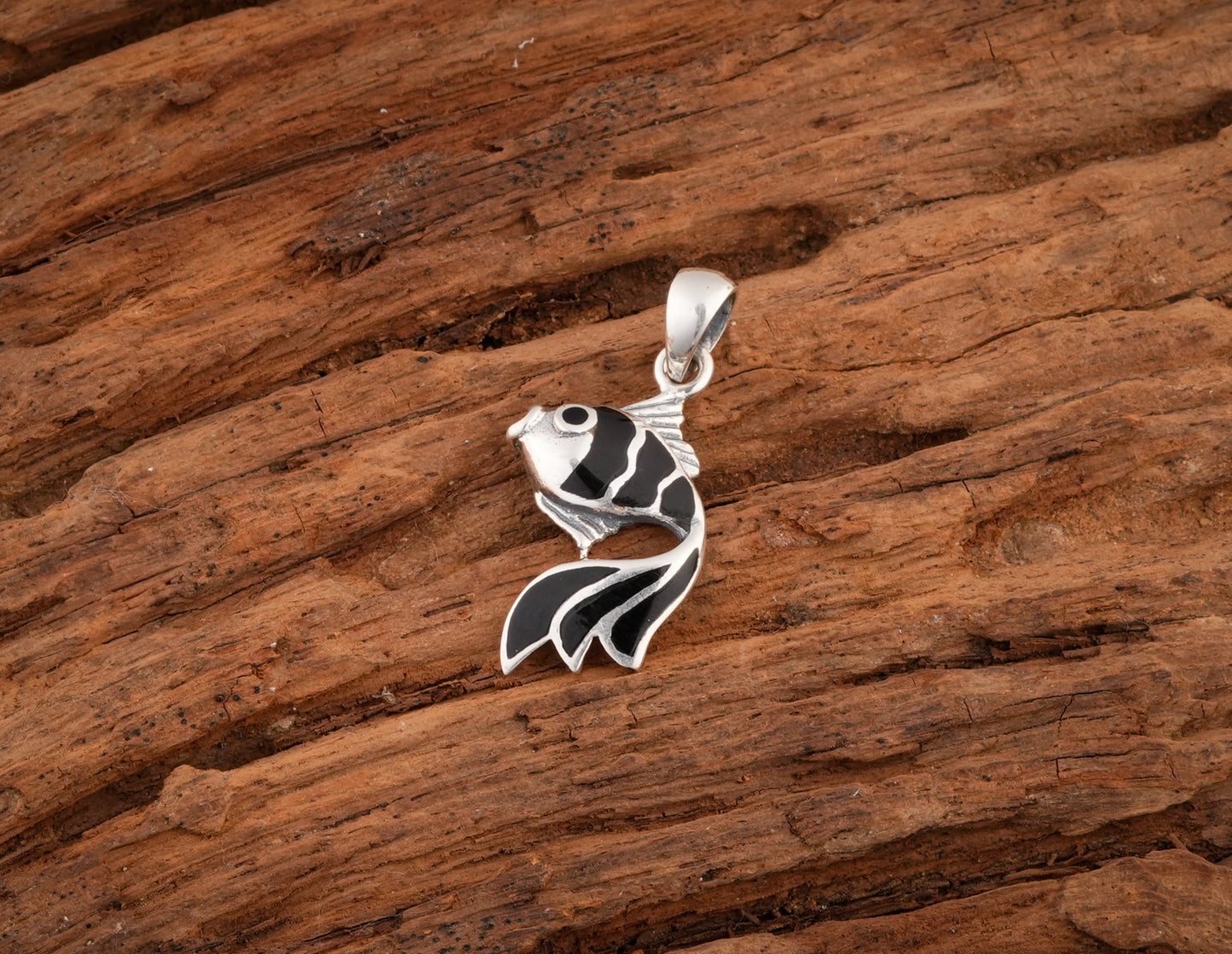 Black Dolphin Silver Pendant