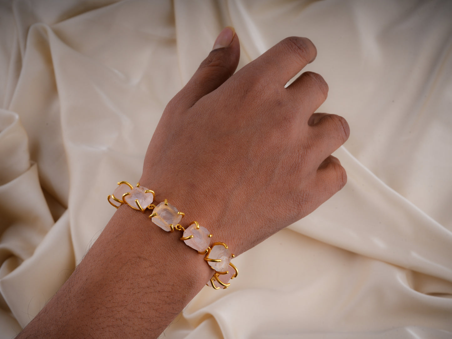 Uncut Rose Quartz Bracelet