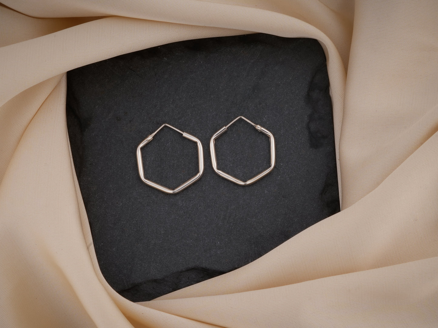 Hexagon Silver Hoops(10)