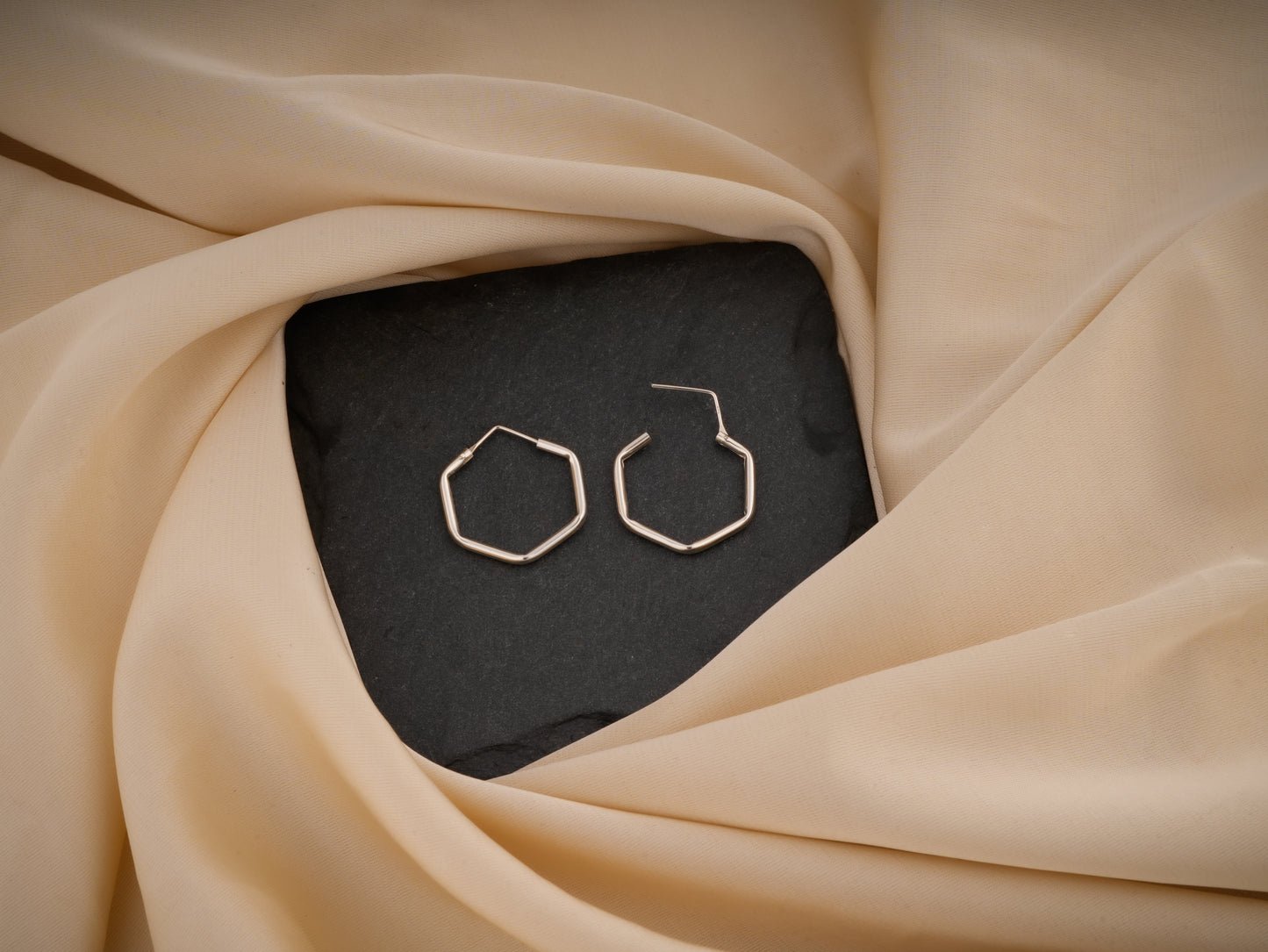 Hexagon Silver Hoops(10)