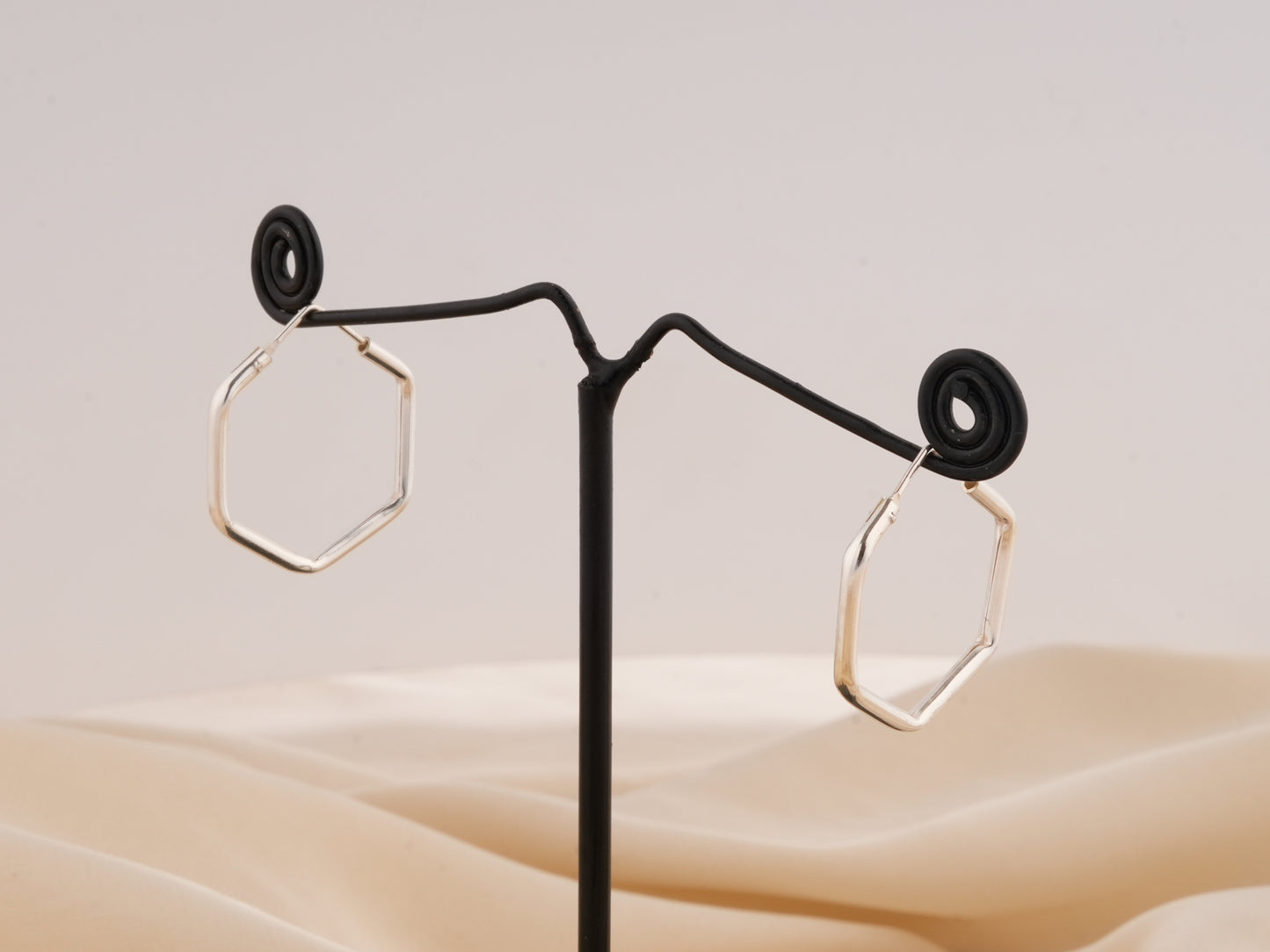 Hexagon Silver Hoops(10)