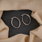 Oval Ribbon Silver Hoops