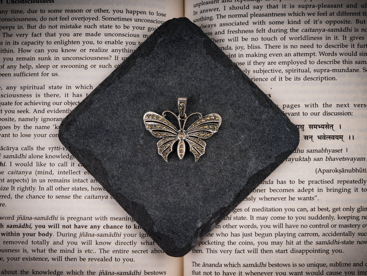 Silver Marcasite Butterfly Pendant