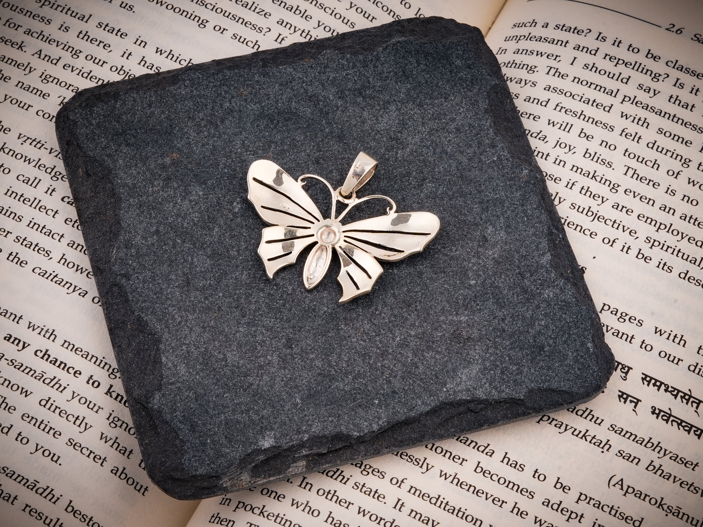 Silver Marcasite Butterfly Pendant