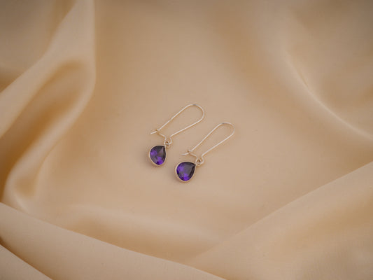 Amethyst Silver Drop Danglers