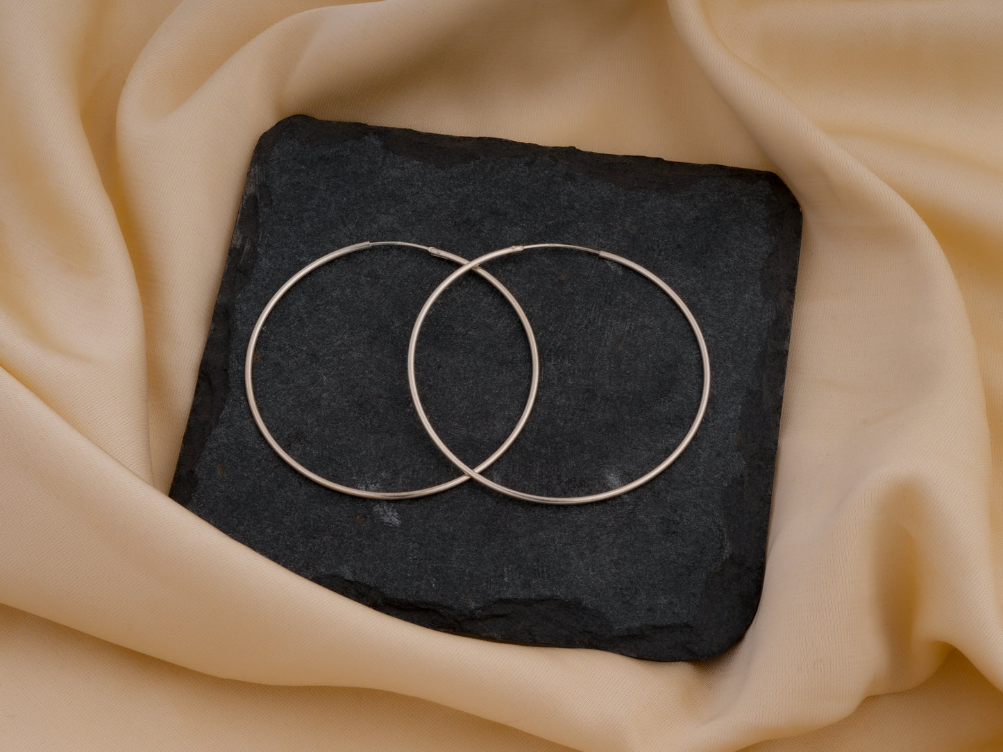 Plain Silver Hoops(45 mm)