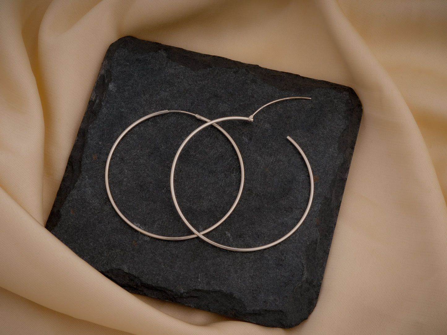 Plain Silver Hoops(45 mm)