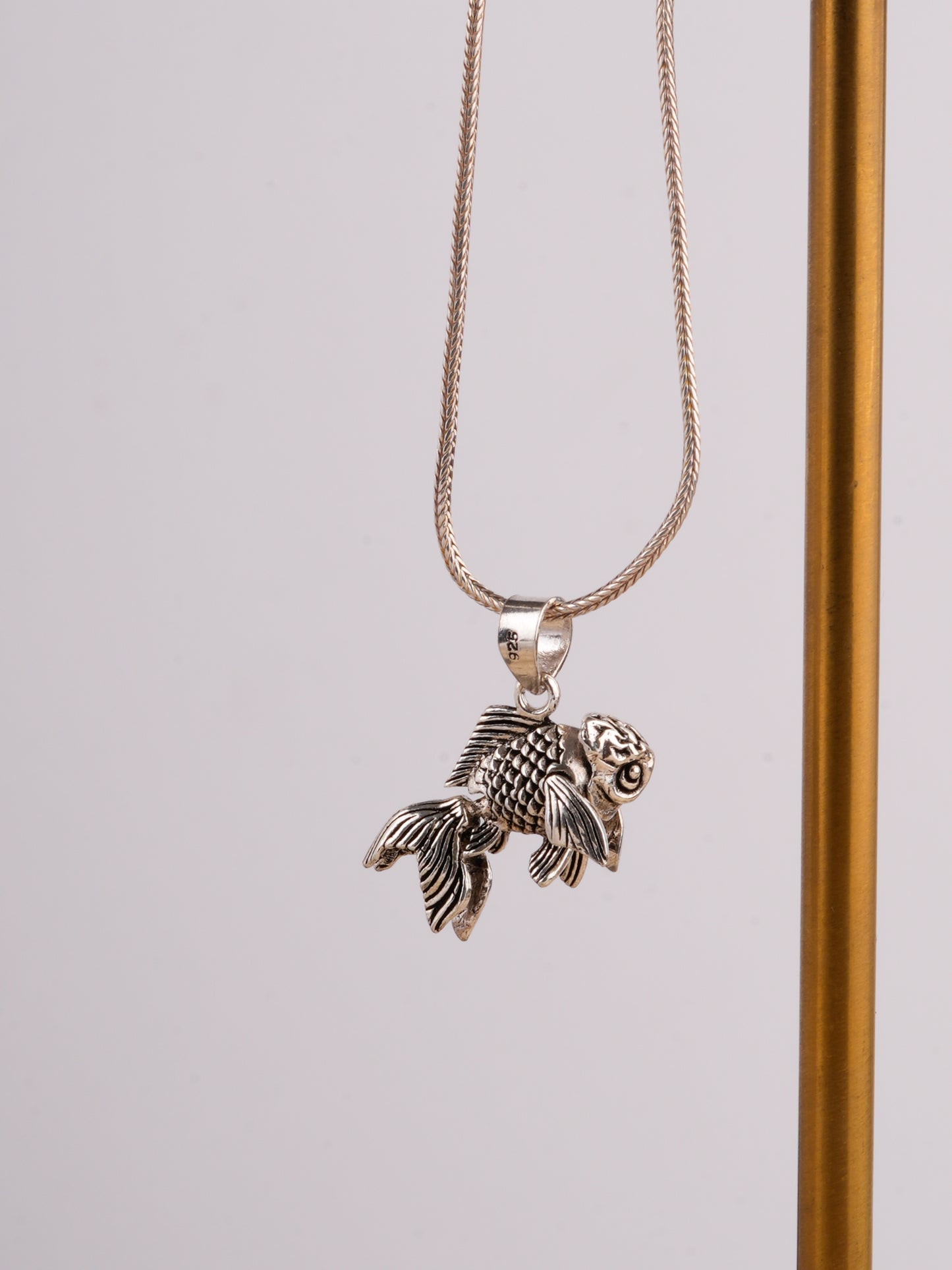 Fish In Action Silver Pendant