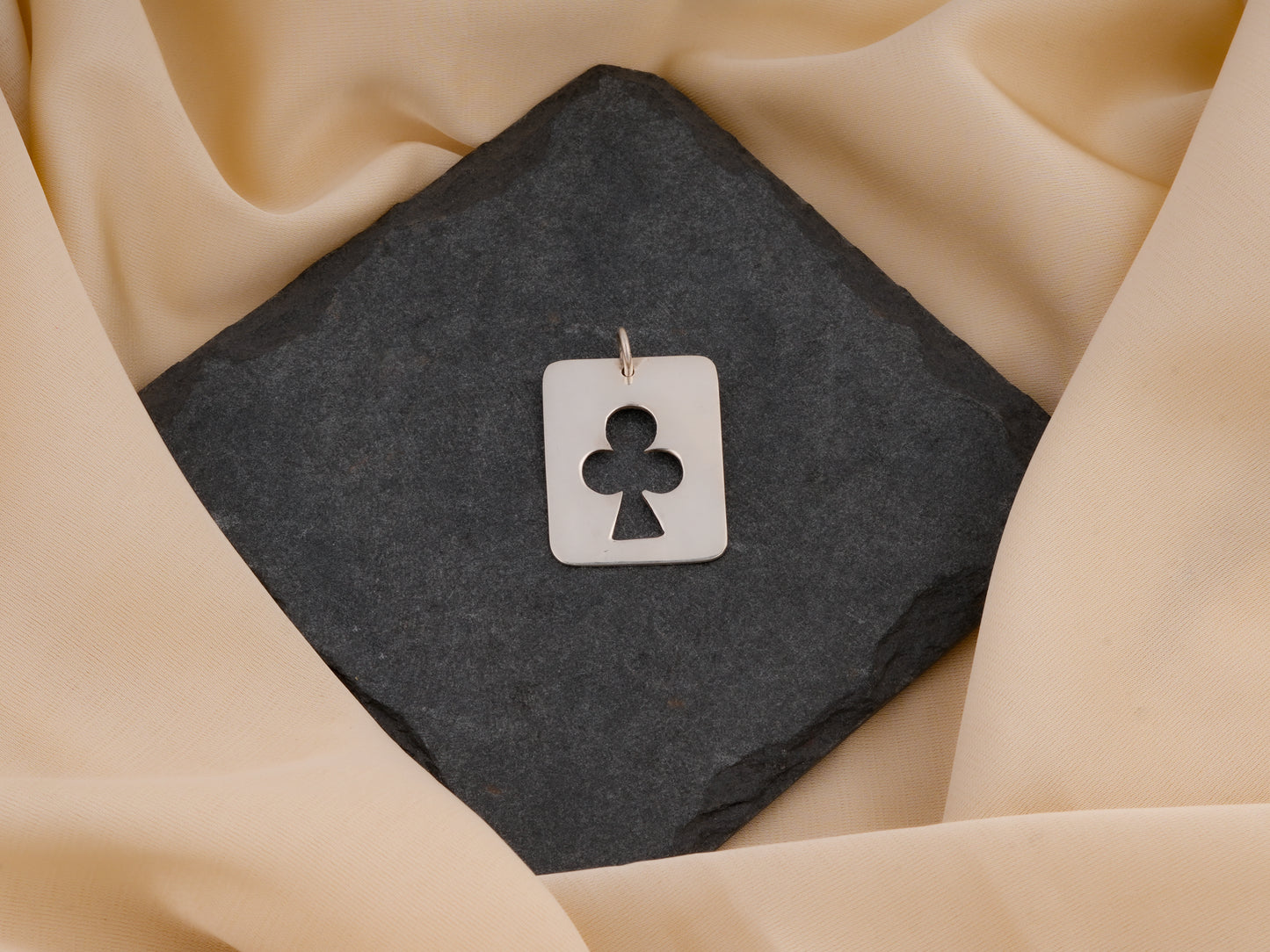 Ace Of Clubs Silver Pendant