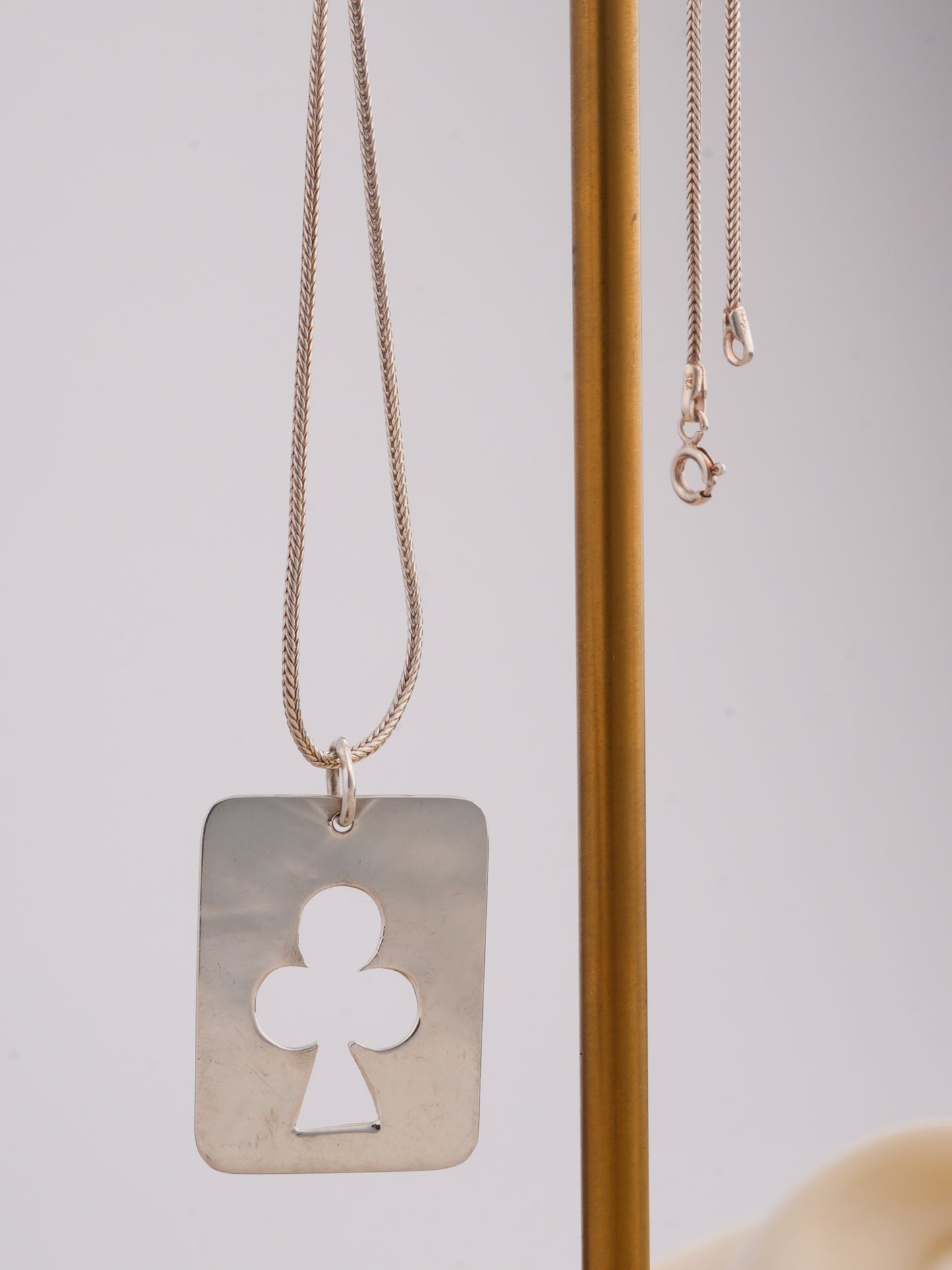 Ace Of Clubs Silver Pendant